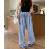 チェック柄ワイドパンツ ハイウエスト薄手 | SUNSHINE CLOSET | 詳細画像10 