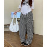 チェック柄ワイドパンツ ハイウエスト薄手 | SUNSHINE CLOSET | 詳細画像2 
