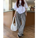 チェック柄ワイドパンツ ハイウエスト薄手 | SUNSHINE CLOSET | 詳細画像3 