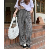 チェック柄ワイドパンツ ハイウエスト薄手 | SUNSHINE CLOSET | 詳細画像6 