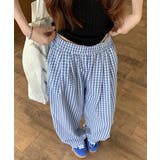 チェック柄ワイドパンツ ハイウエスト薄手 | SUNSHINE CLOSET | 詳細画像9 