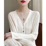 レディース カラーボタンパンチングニットカーデ 大人可愛いサマーニット羽織りきれ… | SUNSHINE CLOSET | 詳細画像6 