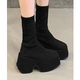 ボリュームソールショートブーツ美脚脚長 厚底ブーツミドル丈レディースプラットフォ… | SUNSHINE CLOSET | 詳細画像11