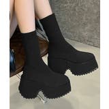 ボリュームソールショートブーツ美脚脚長 厚底ブーツミドル丈レディースプラットフォ… | SUNSHINE CLOSET | 詳細画像12
