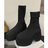 ボリュームソールショートブーツ美脚脚長 厚底ブーツミドル丈レディースプラットフォ… | SUNSHINE CLOSET | 詳細画像15