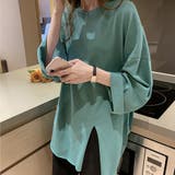 ブルーグリーン | チュニックtシャツ レディース スリットT | ANGELCLOSET