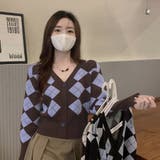 アーガイル柄 ニットカーディガン レトロ | SUNSHINE CLOSET | 詳細画像13