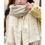 ドット柄 大判マフラーフリンジストール冬 | SUNSHINE CLOSET | 詳細画像6 