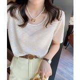 ボーダー柄Tシャツ Vネックカットソー夏 | ANGELCLOSET | 詳細画像11