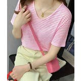 ボーダー柄Tシャツ Vネックカットソー夏 | ANGELCLOSET | 詳細画像15