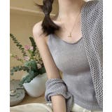 Uネックニットキャミ 透かし編みカーディガン 薄手ニットアンサンブル | SUNSHINE CLOSET | 詳細画像6 