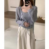 Uネックニットキャミ 透かし編みカーディガン 薄手ニットアンサンブル | SUNSHINE CLOSET | 詳細画像7 