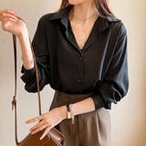 ブラック | シャツブラウス 襟付き 長袖 レディース | ANGELCLOSET