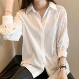 ホワイト | シャツブラウス 襟付き 長袖 レディース | ANGELCLOSET