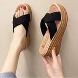 ブラック | 厚底サンダル ウエッジソール 風 | SUNSHINE CLOSET