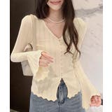 韓国風前開きニットトップスレディース 薄手ニットカーディガンVネック フロントボ… | SUNSHINE CLOSET | 詳細画像1 