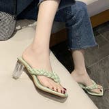 ミントグリーン | クリアヒール サンダル 編み込みデザイン | SUNSHINE CLOSET