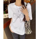 リボンプリントTシャツ レディース 半袖 | ANGELCLOSET | 詳細画像1