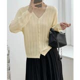 Vネック羽織り 透かし編みニット 程よい透け感前開きサマーニット | SUNSHINE CLOSET | 詳細画像3 