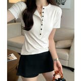 フロントボタンtシャツレディース クルーネックtシャツ きれいめカジュアル | SUNSHINE CLOSET | 詳細画像1