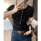 フロントボタンtシャツレディース クルーネックtシャツ きれいめカジュアル | SUNSHINE CLOSET | 詳細画像10