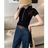 フロントボタンtシャツレディース クルーネックtシャツ きれいめカジュアル | SUNSHINE CLOSET | 詳細画像11