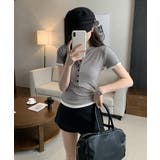 フロントボタンtシャツレディース クルーネックtシャツ きれいめカジュアル | SUNSHINE CLOSET | 詳細画像3
