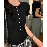 フロントボタンtシャツレディース クルーネックtシャツ きれいめカジュアル | SUNSHINE CLOSET | 詳細画像7