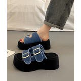 ダブルバックルサンダルデニム厚底サンダル | ANGELCLOSET | 詳細画像6