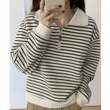 ハーフジップニットポロ ボーダートップス | SUNSHINE CLOSET | 詳細画像1 