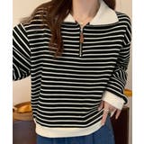 ハーフジップニットポロ ボーダートップス | SUNSHINE CLOSET | 詳細画像11 