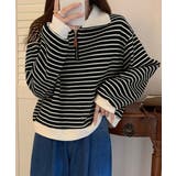 ハーフジップニットポロ ボーダートップス | SUNSHINE CLOSET | 詳細画像12 
