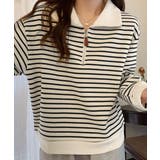ハーフジップニットポロ ボーダートップス | SUNSHINE CLOSET | 詳細画像6 