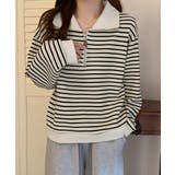 ハーフジップニットポロ ボーダートップス | SUNSHINE CLOSET | 詳細画像7 