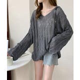 メッシュニット 透かし編みトップス 長袖 | SUNSHINE CLOSET | 詳細画像1 