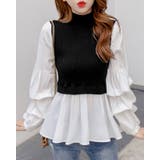 ブラック | ドッキング ニットブラウス レディース | SUNSHINE CLOSET