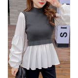 ダークグレー | ドッキング ニットブラウス レディース | SUNSHINE CLOSET