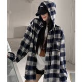 チェック柄フーデッドシャツレディース秋冬 | SUNSHINE CLOSET | 詳細画像1