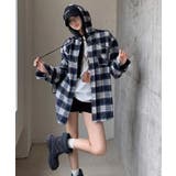 チェック柄フーデッドシャツレディース秋冬 | SUNSHINE CLOSET | 詳細画像15