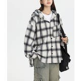 チェック柄フーデッドシャツレディース秋冬 | SUNSHINE CLOSET | 詳細画像9