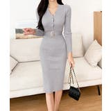 リブニットタイトワンピースウエストベルト | SUNSHINE CLOSET | 詳細画像1 