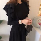 ブラック | ショルダーフリルニットワンピース新作 春 春服 | SUNSHINE CLOSET