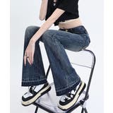 レトロ風ブーツカットデニム美脚脚長 ローライズベルボトム 足長見え | SUNSHINE CLOSET | 詳細画像11 