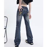 レトロ風ブーツカットデニム美脚脚長 ローライズベルボトム 足長見え | SUNSHINE CLOSET | 詳細画像7 