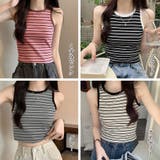 クロップド丈 タンクトップ ボーダー柄 | ANGELCLOSET | 詳細画像2