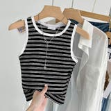 クロップド丈 タンクトップ ボーダー柄 | ANGELCLOSET | 詳細画像3