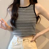 クロップド丈 タンクトップ ボーダー柄 | ANGELCLOSET | 詳細画像4