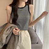 クロップド丈 タンクトップ ボーダー柄 | ANGELCLOSET | 詳細画像6
