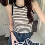 クロップド丈 タンクトップ ボーダー柄 | ANGELCLOSET | 詳細画像7