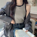 クロップド丈 タンクトップ ボーダー柄 | ANGELCLOSET | 詳細画像8